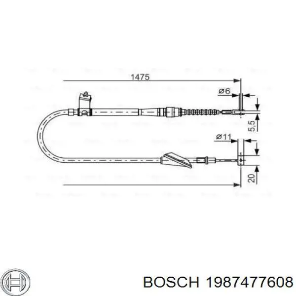 Задний правый трос ручника 1987477608 Bosch