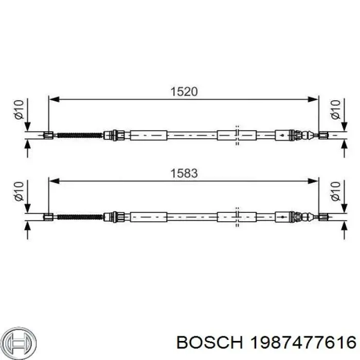 Задний трос ручника Bosch 1987477616 цена, от 23.61 USD