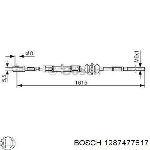 1987477617 Bosch трос ручного тормоза задний правый/левый