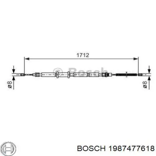 1987477618 Bosch трос ручного тормоза задний правый