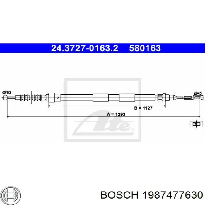 Задний трос ручника 1987477630 Bosch