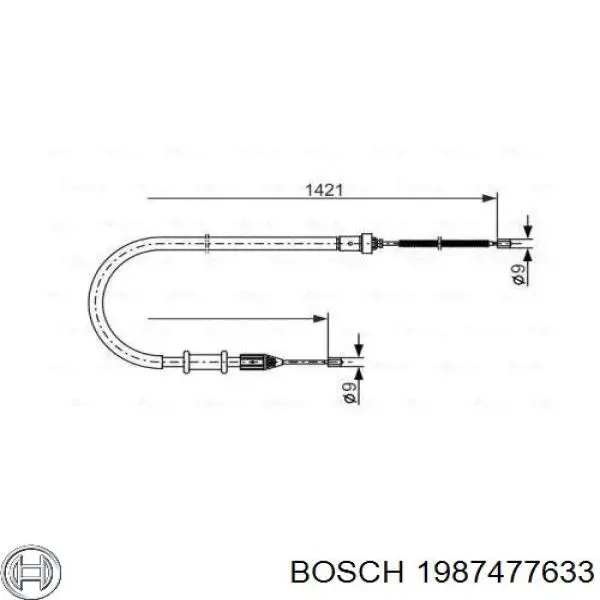 Трос стояночного тормоза задний правый Bosch 1987477633 цена, от 13.03 USD