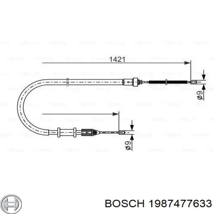 Трос ручного тормоза задний правый Bosch 1987477633