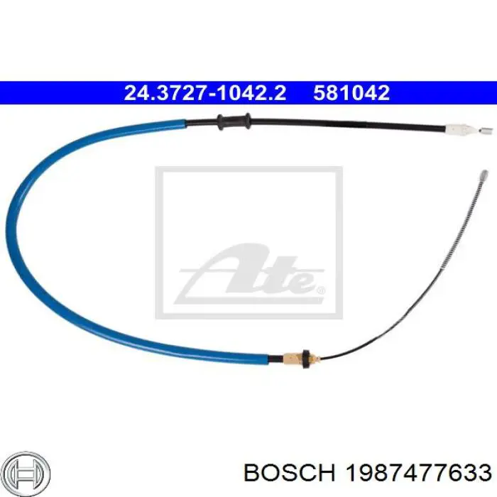 1987477633 Bosch Трос ручного тормоза задний, правый