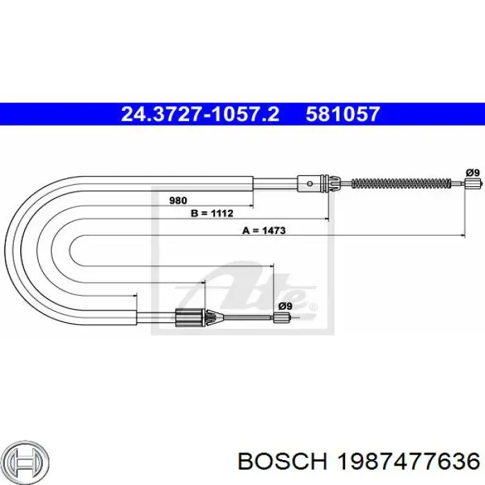 1987477636 Bosch трос ручного тормоза задний правый/левый