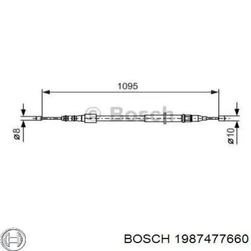 1987477660 Bosch трос ручного тормоза задний левый