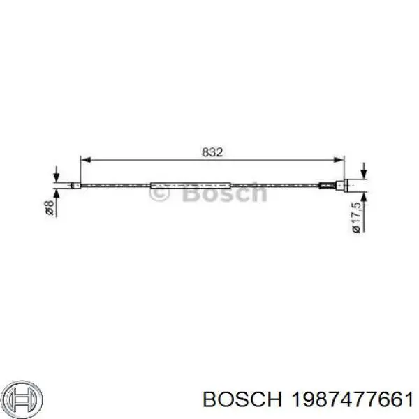 1987477661 Bosch трос ручного тормоза задний правый