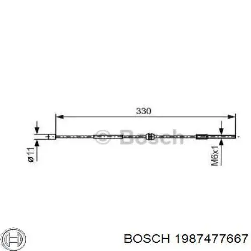 1987477667 Bosch трос ручного тормоза передний