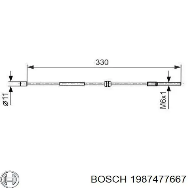 Cable de freno de mano delantero 1987477667 Bosch