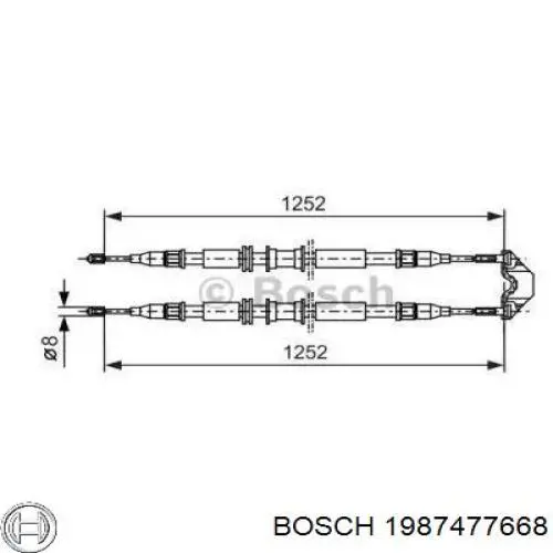 1987477668 Bosch трос ручного тормоза задний правый/левый