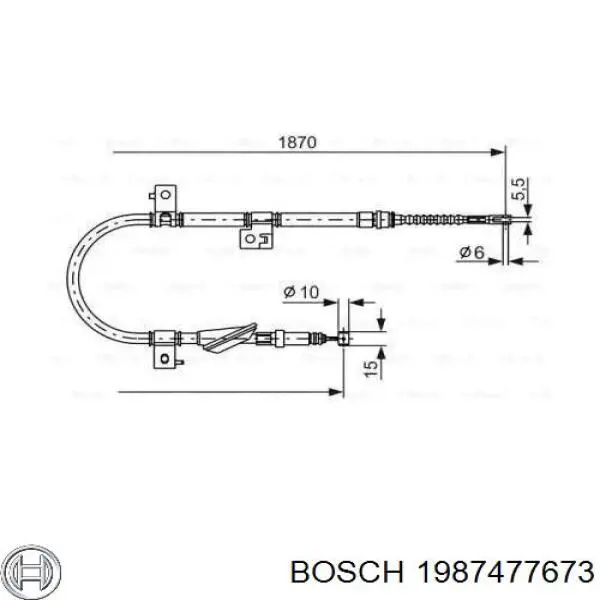 1987477673 Bosch трос ручного тормоза задний правый
