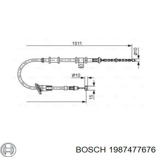 1987477676 Bosch трос ручного тормоза задний левый