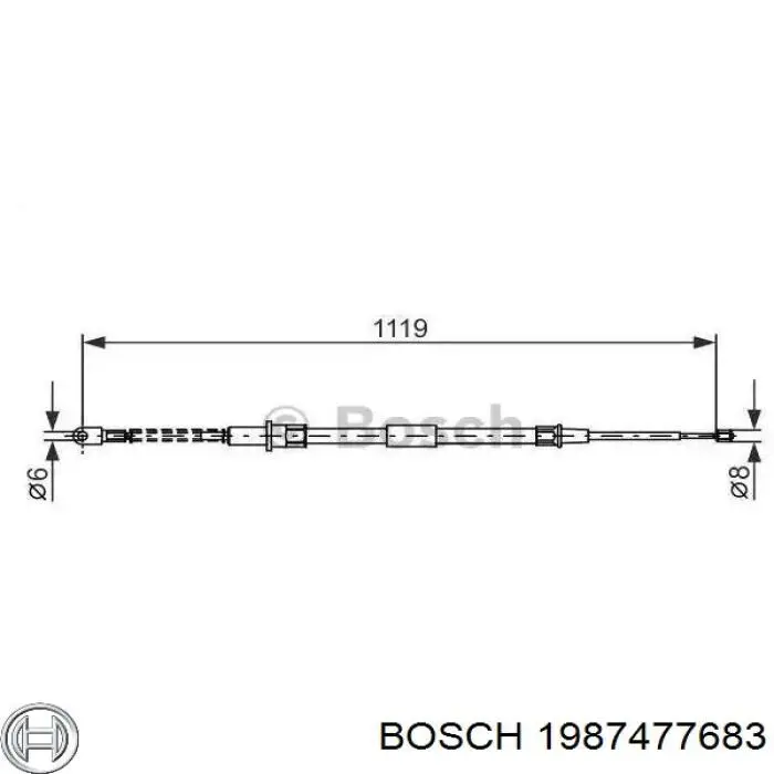 Трос ручного тормоза задний правый Bosch 1987477683