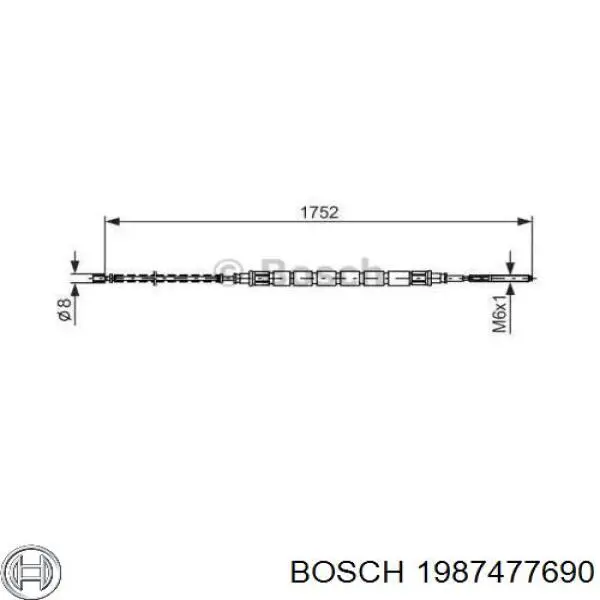 Задний трос ручника 1987477690 Bosch