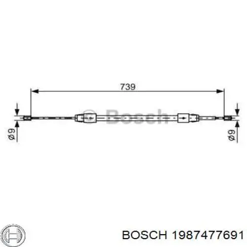 1 987 477 691 Bosch трос ручного тормоза задний правый