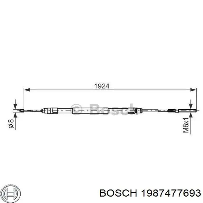 Трос ручного тормоза задний левый Bosch 1987477693