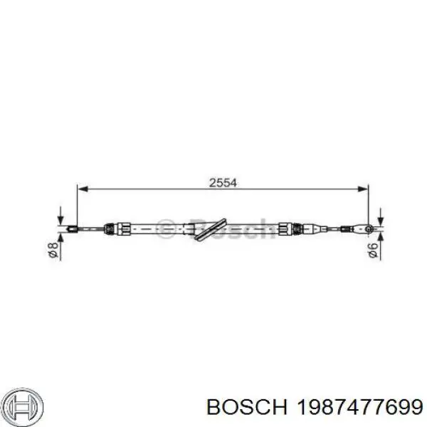 1987477699 Bosch трос ручного тормоза передний