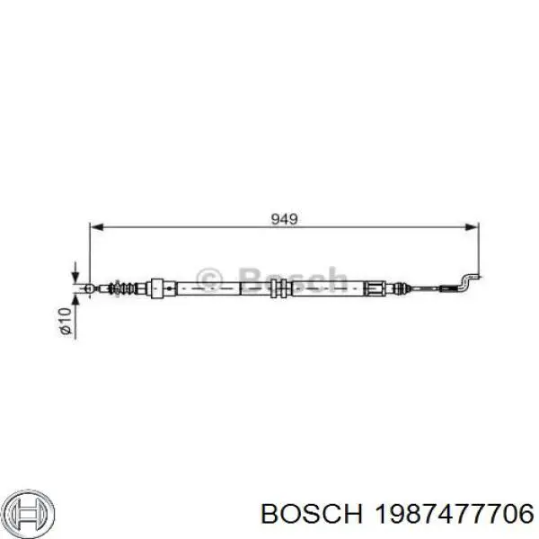 1987477706 Bosch трос ручного тормоза задний правый/левый