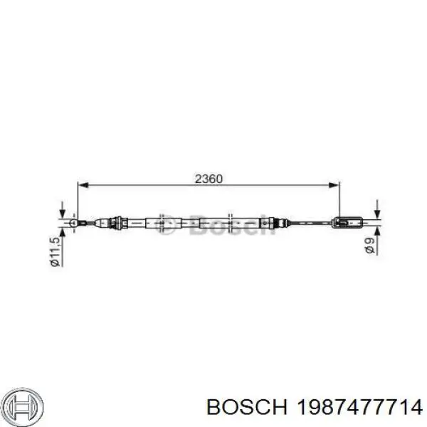 1987477714 Bosch трос ручного тормоза задний правый