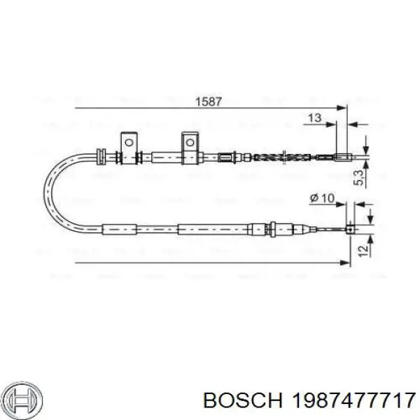 Трос ручного гальма задній, правий 1987477717 Bosch