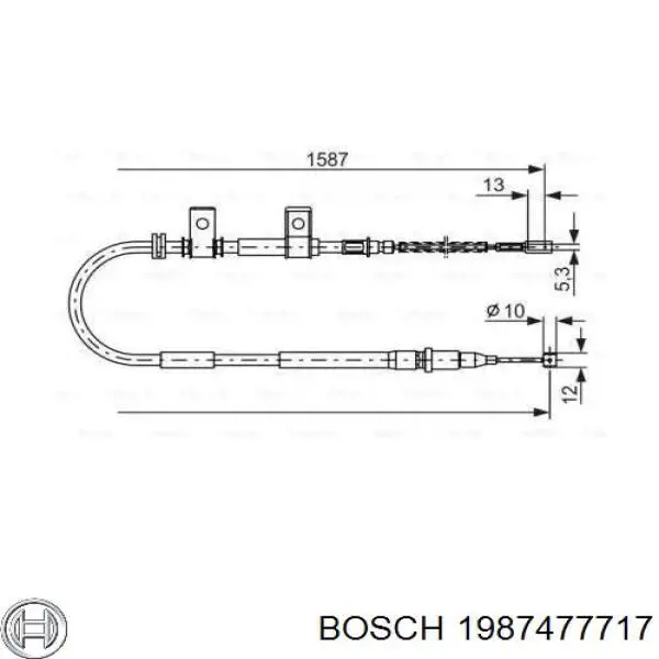 Cable de freno de mano trasero derecho 1987477717 Bosch