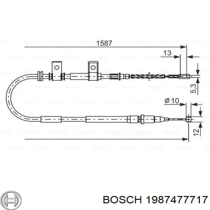 Трос стояночного тормоза задний правый Bosch 1987477717 цена, от 18.35 USD