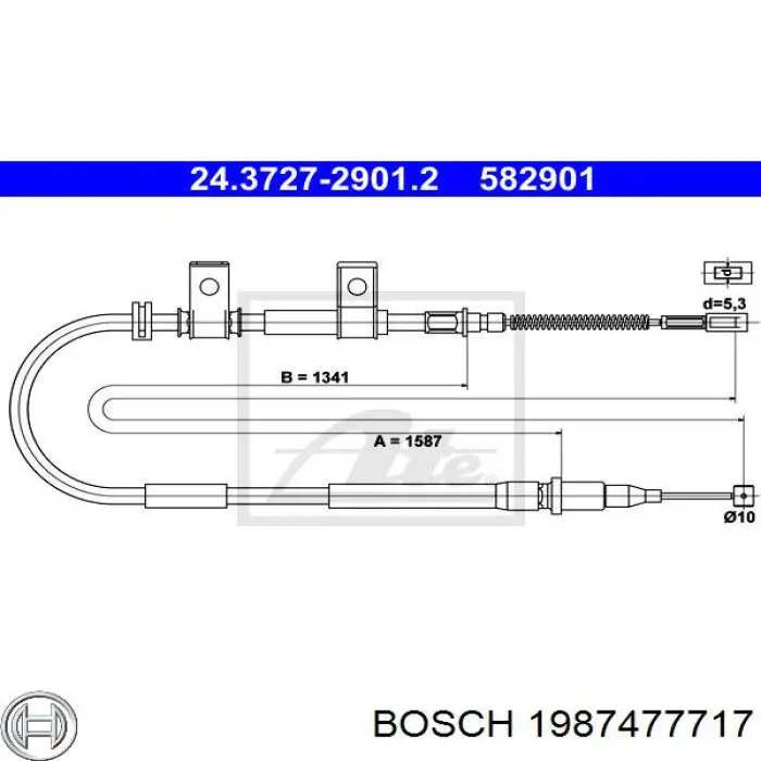 Купить 1987477717 Bosch Задний правый трос ручника