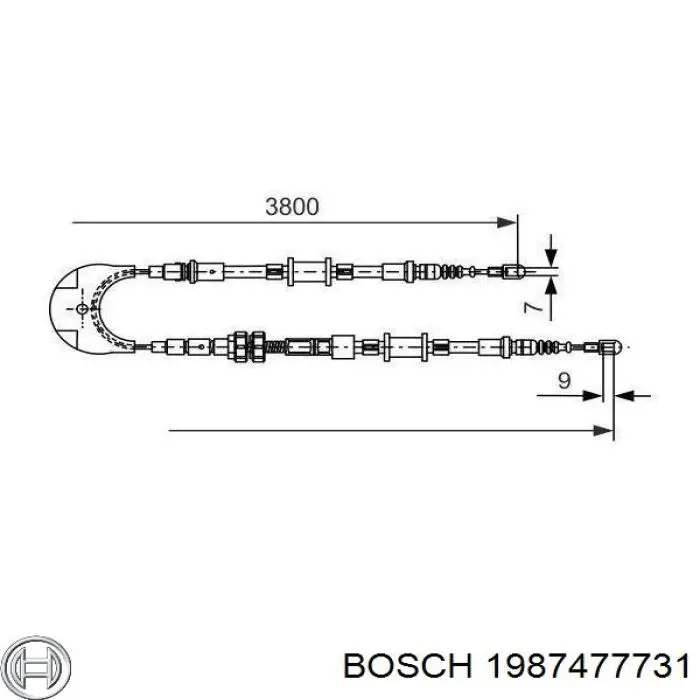 Задний трос ручника 1987477731 Bosch