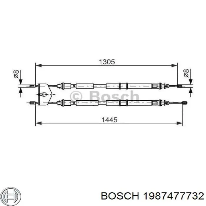 1987477732 Bosch трос ручного тормоза задний правый/левый
