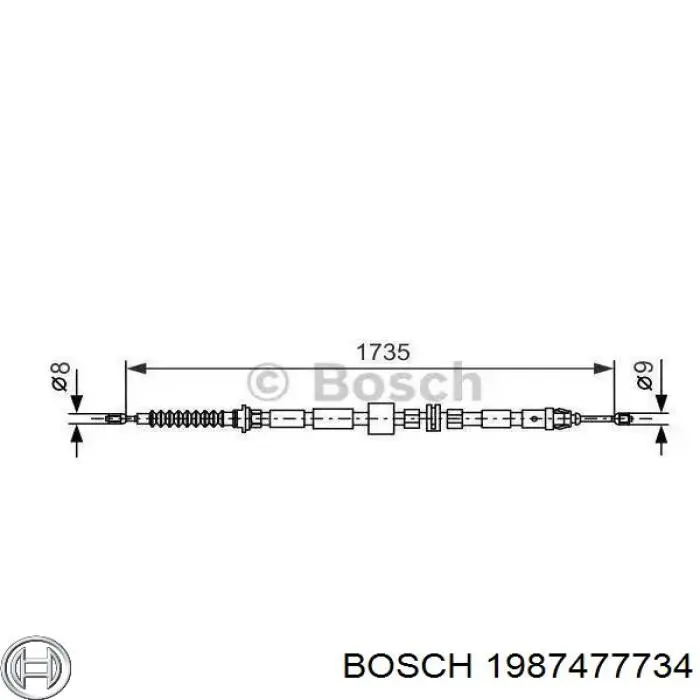 Трос ручного тормоза задний правый/левый Bosch 1987477734