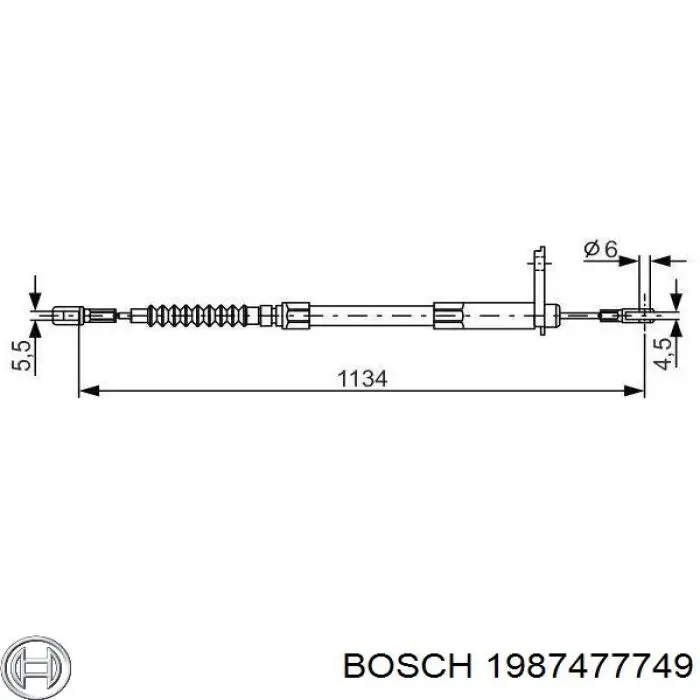 1987477749 Bosch трос ручного тормоза задний левый