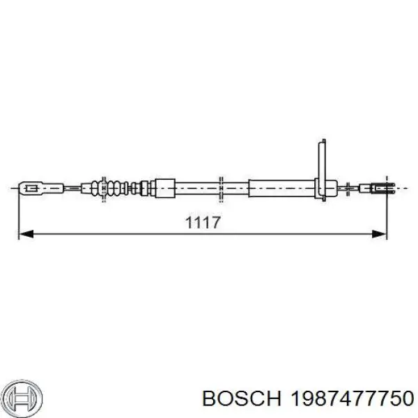 Трос ручного тормоза задний правый Bosch 1987477750