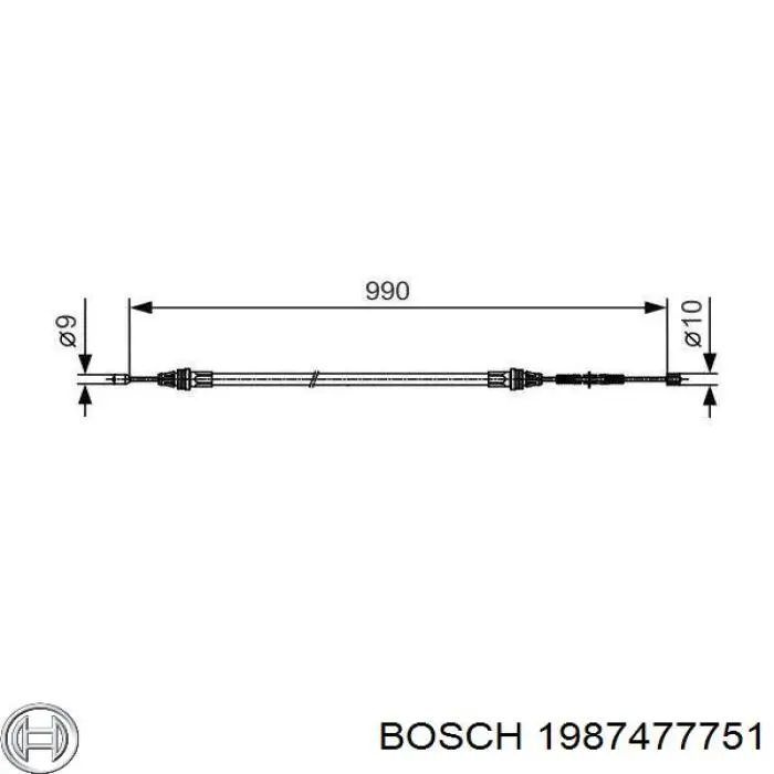 Трос ручного тормоза задний правый/левый Bosch 1987477751