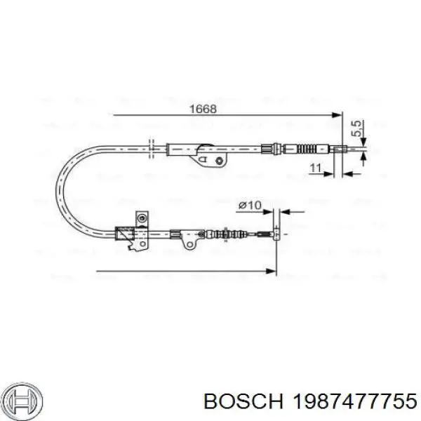 Задний правый трос ручника 1987477755 Bosch