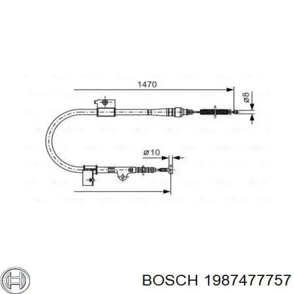1987477757 Bosch трос ручного тормоза задний правый