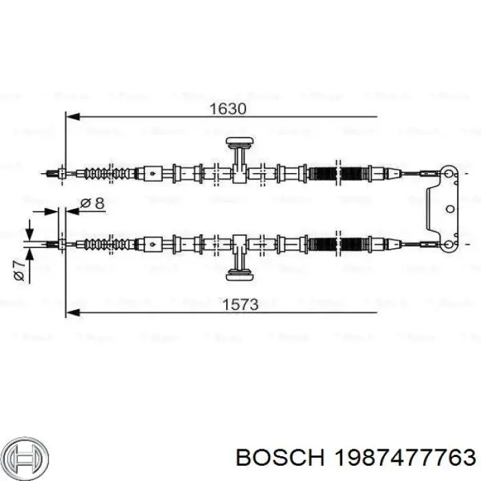 1987477763 Bosch трос ручного тормоза задний правый/левый