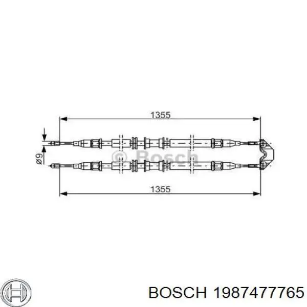 Трос ручного тормоза промежуточный Bosch 1987477765