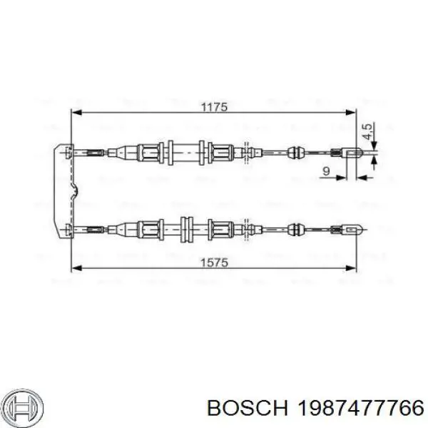 1987477766 Bosch трос ручного тормоза задний правый/левый