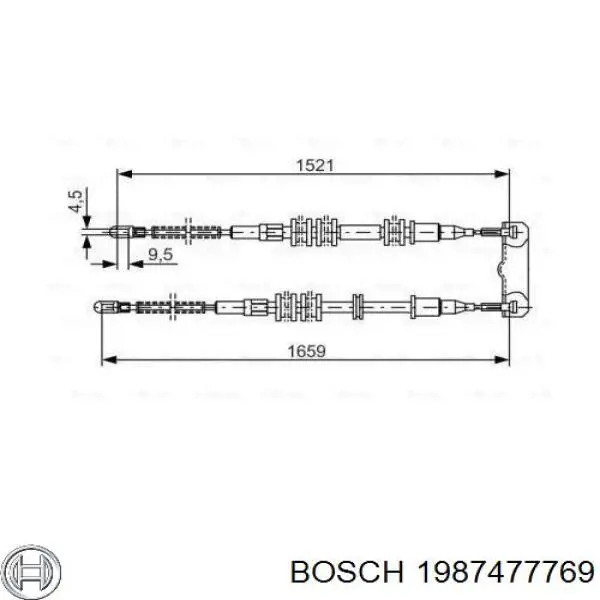 Задний трос ручника 1987477769 Bosch