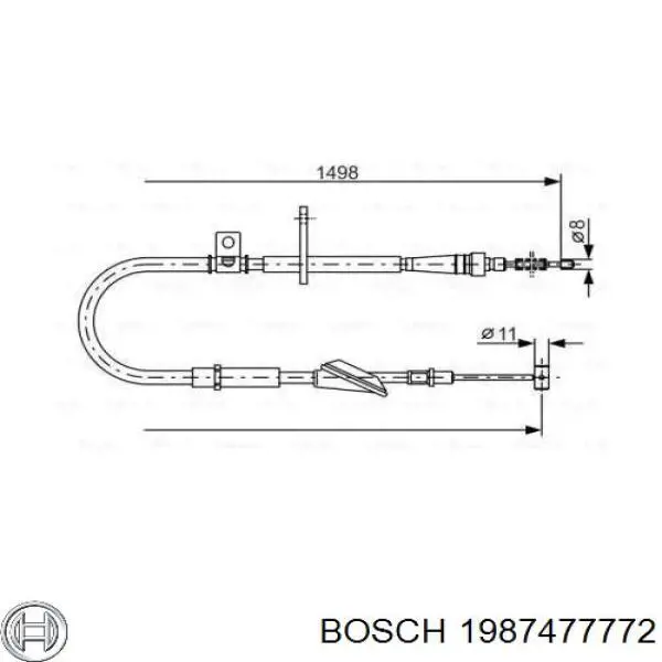 Задний правый трос ручника 1987477772 Bosch