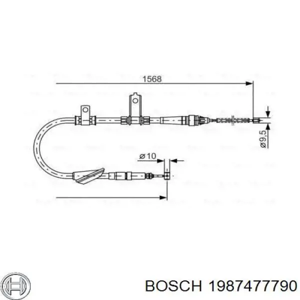 Трос ручного тормоза задний правый Bosch 1987477790