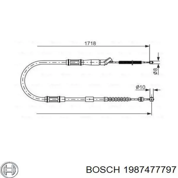 1987477797 Bosch трос ручного тормоза задний правый/левый