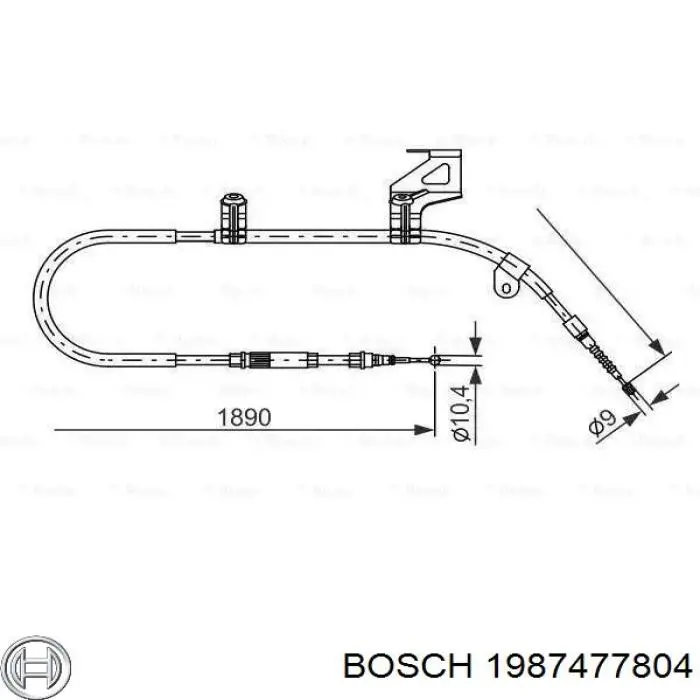 1987477804 Bosch трос ручного тормоза задний правый