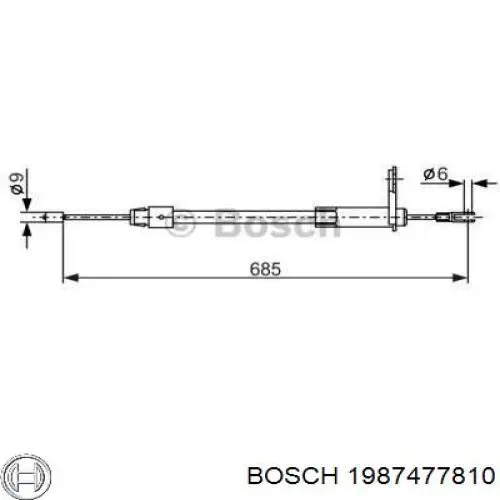 Трос стояночного тормоза задний правый Bosch 1987477810 цена, от 7.96 USD