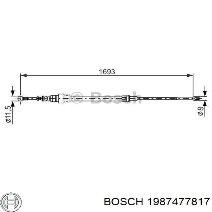 1987477817 Bosch трос ручного тормоза задний правый/левый