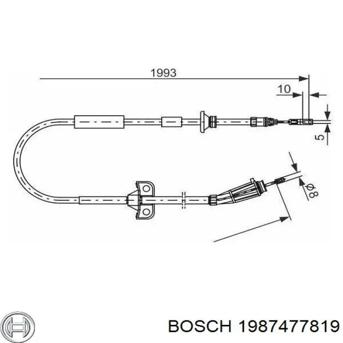1987477819 Bosch трос ручного тормоза задний правый/левый