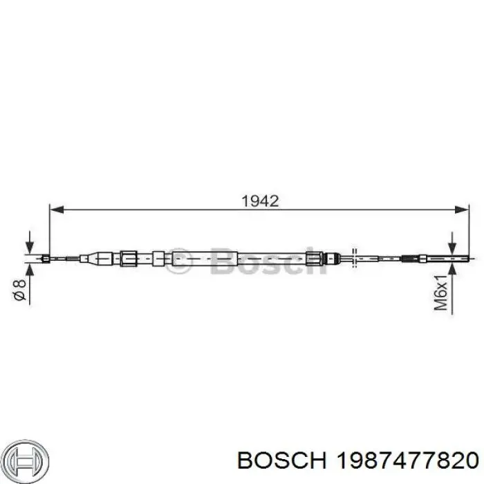 1987477820 Bosch трос ручного тормоза задний правый/левый
