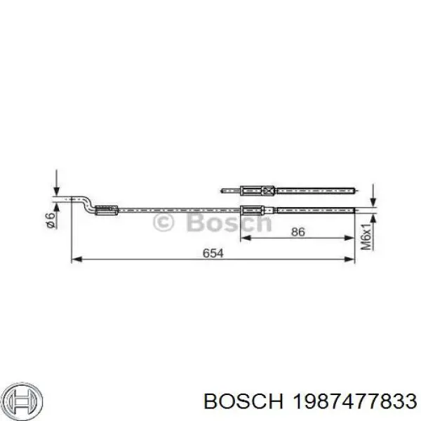 1987477833 Bosch трос ручного тормоза промежуточный