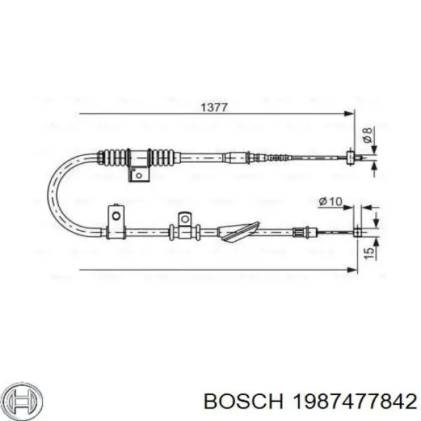 1987477842 Bosch трос ручного тормоза задний левый