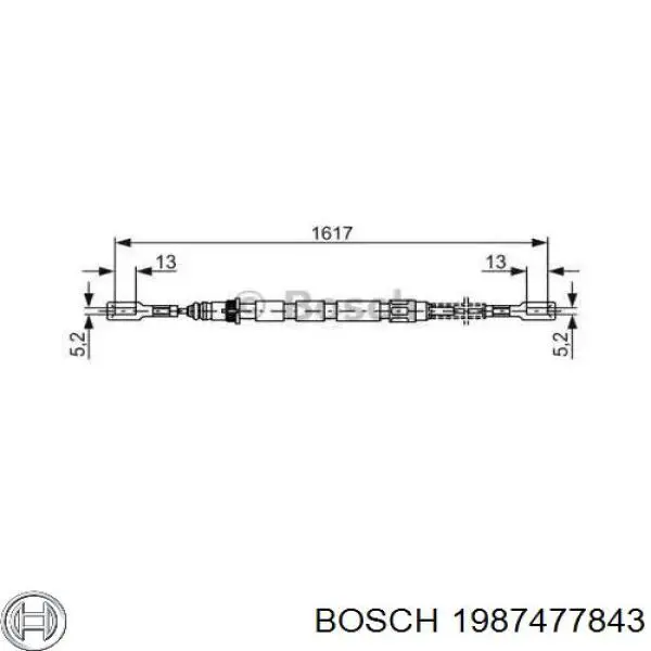 1987477843 Bosch трос ручного тормоза задний правый/левый